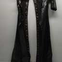 SPICYKISS Women Faux Leather Cape Cloak Cosplay Halloween Costume Punk Gothic Dress Lace up Catsuit Hooded Cape, Medium