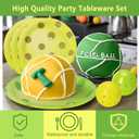 144 Pcs 3D Pickleball Party Supplies Paper Pickleball Plates and Napkins Dinnerware Set Tableware Supplies Includes Paper Plates Napkins Forks Serve 24 for Birthday Sports Party decorations