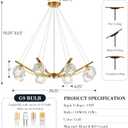VILUXY Gold Crystal Sputnik Chandeliers 8-Light Modern Crystal Pendant Light 29 Sputnik Light Fixture for Living Room Dining Room Bedroom