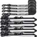 Ratchet Straps, 1.5'' x 16FT - 4400lb Break Strength Tie Down Strap Ratchet Heavy Duty, 4 Pack Cargo Straps Ratcheting with Integrated Soft Loops Truck Strap for Motorcycle, Car, ATV, UTV (Black)