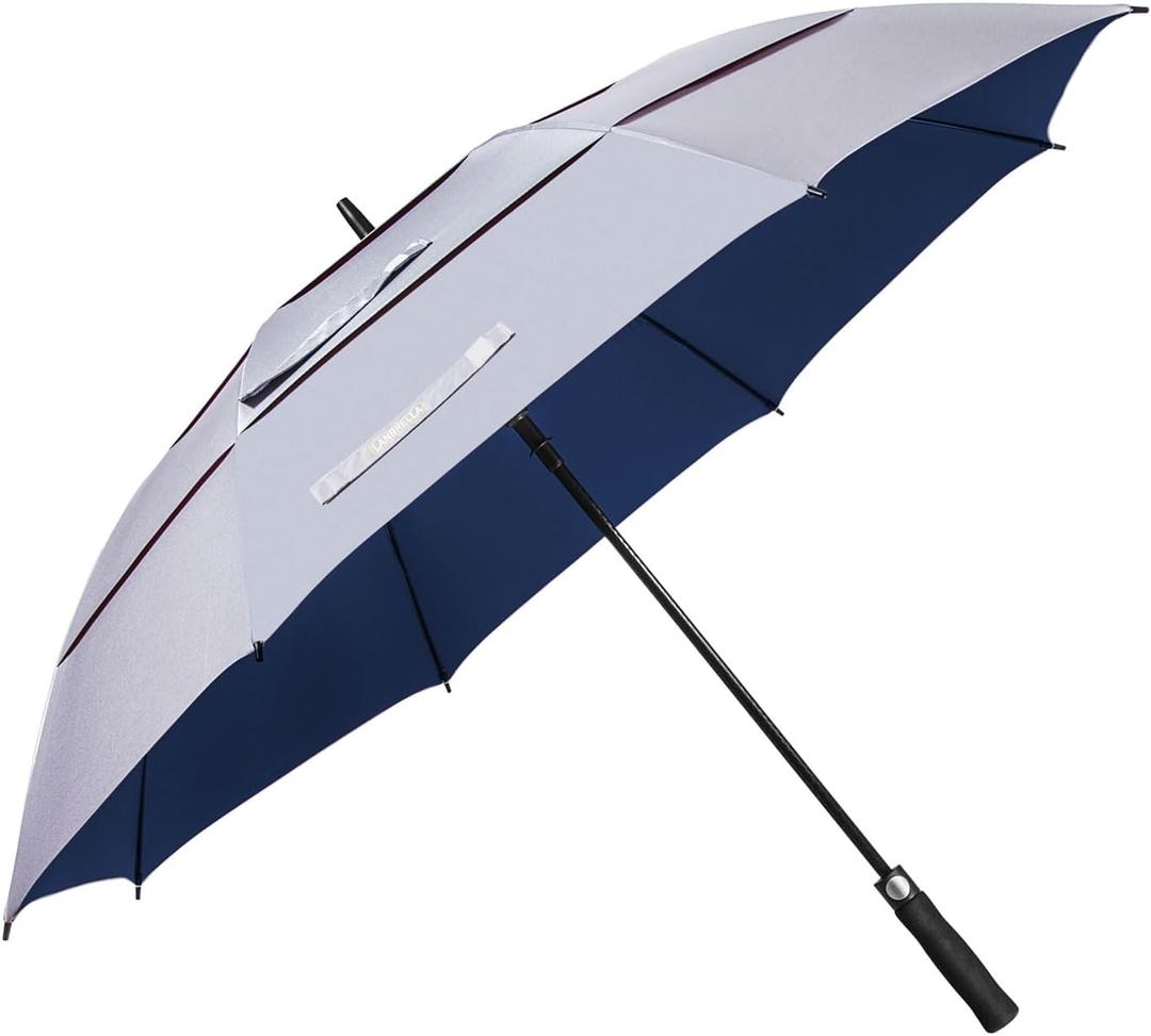 Golf Umbrella Windproof Stick Umbrella Triple-layer Inter-vented Canopy Vented Auto Open 62 Inch