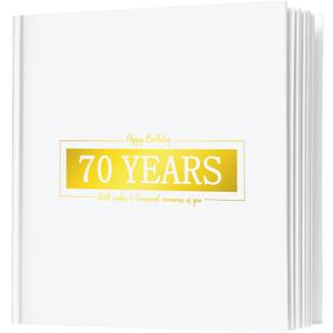 Calculs 1955 Birthday Picture Book for Parents Memories Keepsake 70th Anniversary Party Guest Book Polaroid 8.5 Square Gold Photo Album Blank White Pages for Instant Film