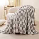 Checkered Blanket, 3D Print Soft Cozy Lightweight Bed Throw Decor, Machine Washable Blankets,Checkerboard-Gray 40" x 50"