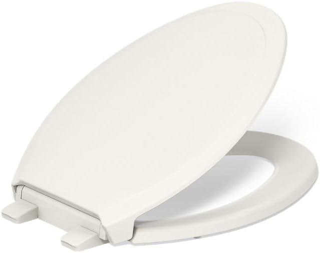 KOHLER 4734-RL-96 Rutledge ReadyLatch Soft Close Elongated Toilet Seat, Quiet-Close Lid, Grip-Tight Bumpers, Installation Hardware, Home Essentials, Biscuit