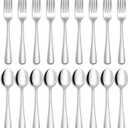 Hiware 24-piece Forks and Spoons Silverware Set, Food Grade Stainless Steel Flatware Cutlery Set for Home, Kitchen and Restaurant, Mirror Polished, Dishwasher Safe