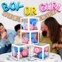 191pcs Pink Blue Gender Reveal Decorations, Boy or Girl Gender Reveal with Balloon Arch Kit, Baby Boxes, Fringe Curtains, Photo Props, Cake Copper