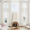 Nanspring Natural Extra Long Linen Curtains 140 Inches Long for Privacy with Rustic Light Filtering Back Tab High Ceiling Living Room Cream Curtain Bedroom for Large Windows W50 x L140, 2 Pieces