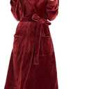 HEARTNICE Womens Hooded Fleece Robe, Soft Bathrobe for Womens, Cute Long House Coat (Large-X-Large)