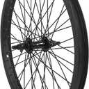BMX Wheel 20 x 1.75 48H, Front and Rear Wheel with Single Speed Freewheel and Aluminium Rim, Black (20" crossea, Black Front Wheel)