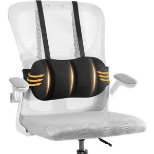 Lumbar Support Pillow for Office Chair & Car,Back Support for Office Chair,Adjustable Straps Securely Fixed Seat (Black)