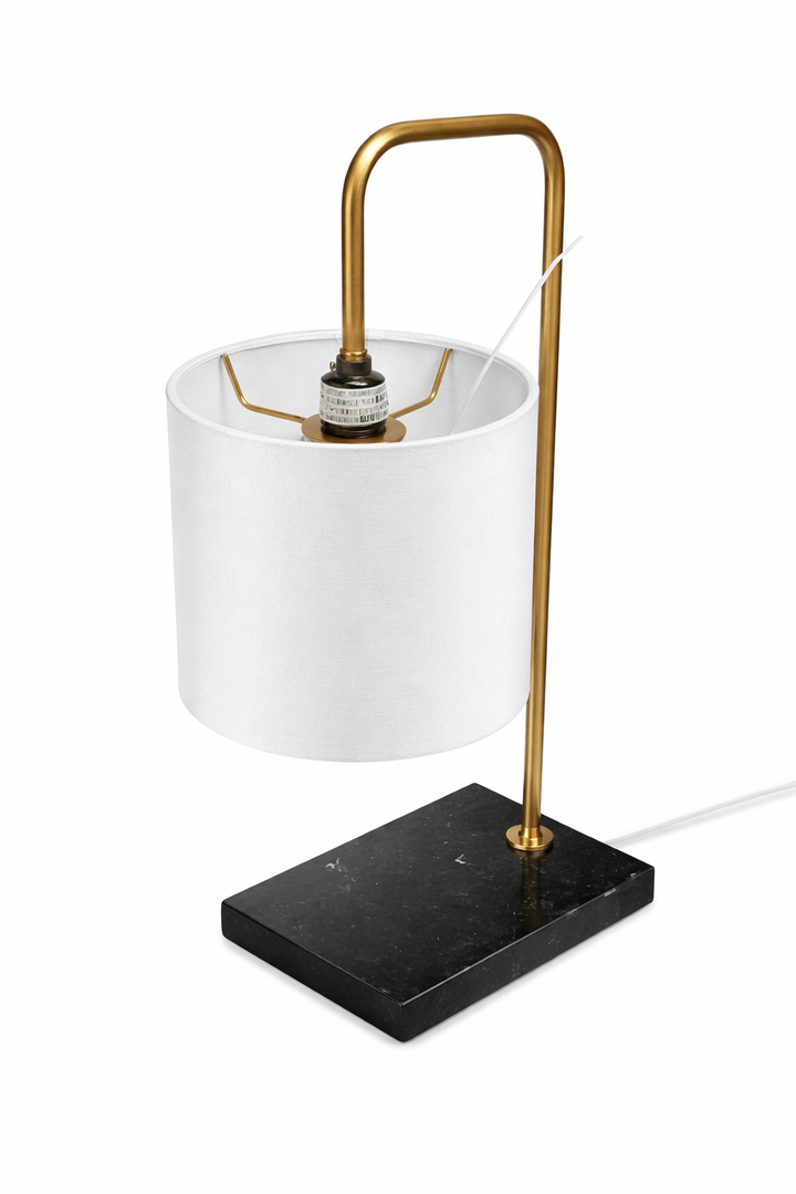 Simple Designs LD1036-ABS 22" Industrial Vintage Bronson Antique Style Industrial Iron Lantern Desk Table Lamp with Glass Cylinder Shade for Home Décor, Office, Living Room, Bedroom, Antique Brass