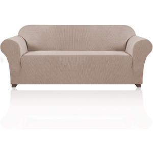 Stretch Sofa Cover Couch Covers for 3 Cushion Couch Furniture Protector Sofa Covers with Non Slip Elastic Bottom Pet Friendly Articles, Sofa(72 to 92 in), Sand