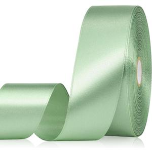 2 x Sage Green Ribbon 1-1/2 Inch, 60 Yards Light Green Satin Ribbon for Gift Wrapping, Fabric Ribbon for Flower Bouquet Crafts Wedding Christmas Easter Halloween