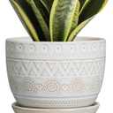 G EPGardening Ceramic Planters for Indoor Plants - 5 Inch Plant Pot for Outdoor Plants Succulent Planter with Drainage Hole and Saucer Flower Pot for Room Decor White