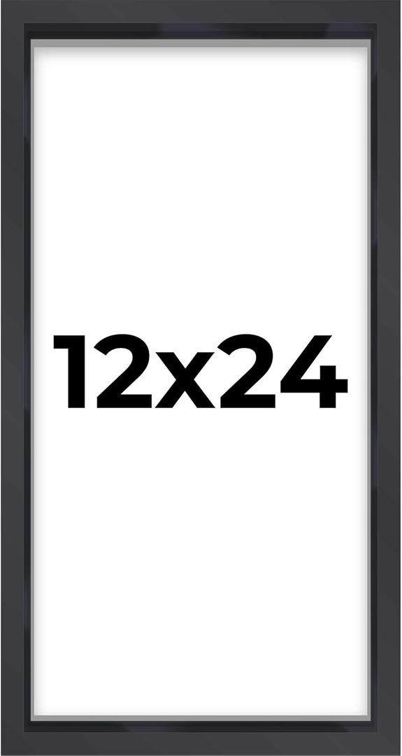 12x24 Shadow Box & Newspaper Frame Black | 3/4" Depth of Usable Space| Interior Size 12x24 or 24x12 Inches| UV Resistant Acrylic, Acid-Free Backing, Wall Hangers | Made in USA