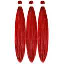 Red Braiding Hair Pre stretched Glitter Tinsel Prestretched Hypoallergenic Ez braid Kids Knotless Twist Box Braids (26 Inch)