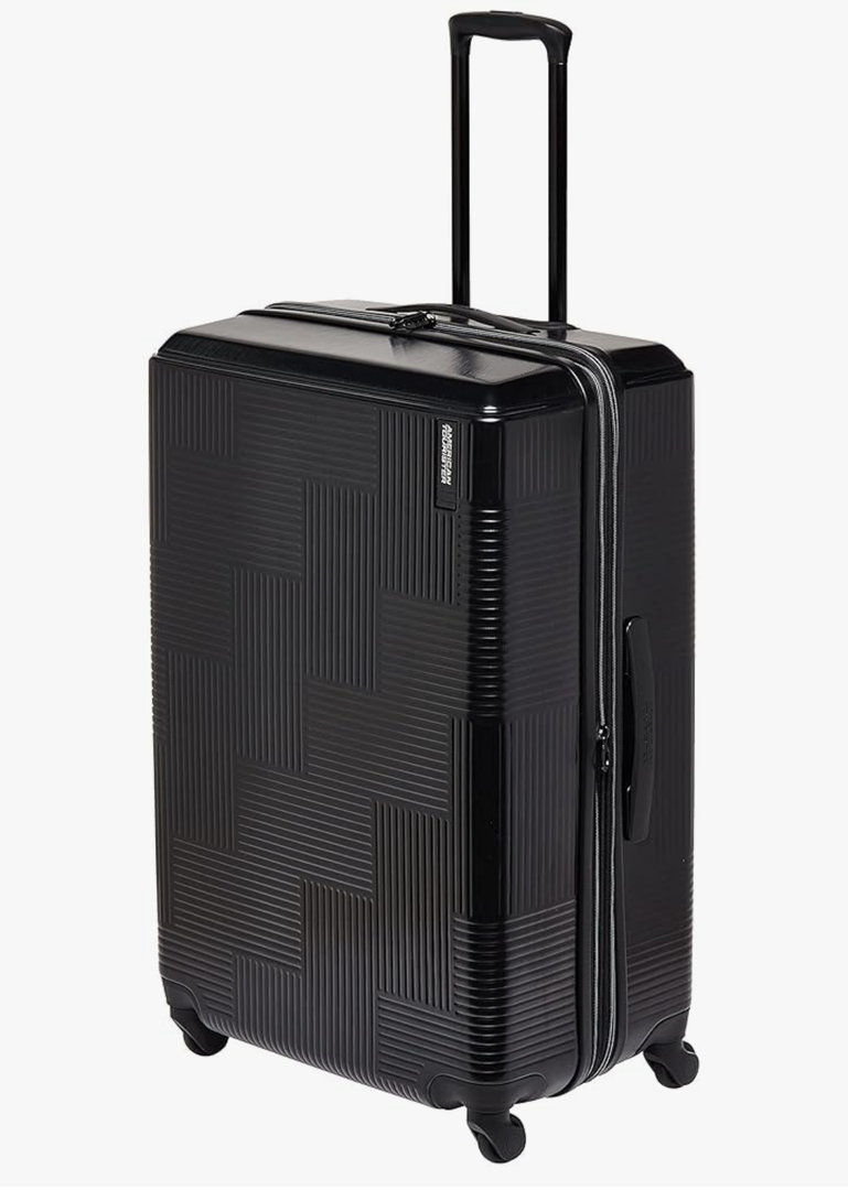 American Tourister Stratum XLT Expandable Hardside Luggage with Spinner Wheels, Jet Black, Checked-Large 28-Inch