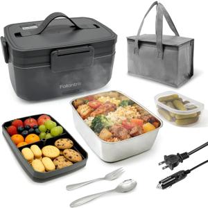 Heated Lunch Box 90W Electric Lunch Box for Adults with 2L Stainless Steel Container Portable Food Warmer for Men/Car/Truck/Work/Travel Loncheras Para Hombres De Trabajo 12/24/110v
