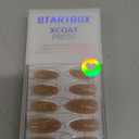 BTArtbox Press On Nails Almond - Press On nails with 3D Gold Lines Design, Medium Glue On Nails with Nail Glue, Gold Swirl Stick On Nails in 15 Sizes, Radiant Ribbons