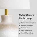 PoKat 24'' Farmhouse Ceramic Table Lamp for Living Room with Natural Textured Finish, Rustic Bedside Lamps for Bedroom, Organic Nightstand Lamps Dresser End Side Table Home Gift (White and Antique)