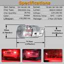 T20 W21/5W W21W 7443 7440 LED Bulbs Red Built in Resistor with 6000LM Extremely Bright for Car Brake Tail Light, 2 Pack