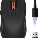 wegear WL500 Rechargeable Silent Wireless Mouse, Quiet Click, 2.4G USB Cordless Computer Mouse with 6 Buttons, Ambidextrous Grip, Adjustable DPI for Laptop, PC, Mac (Black)