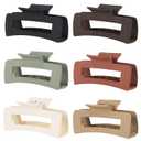 4 Inch Big Hair Claw Clips 6 Pcs Large Claw for Thick Hair Square Hair Clips for Women Rectangle Hair Clips Nonslip Acrylic Banana Jaw Clips Hair Accessories for Girls (Brown)