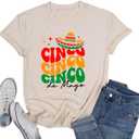 Cinco De Mayo Shirts Women Mexican Fiesta Vacation T Shirt 5th May Tee Funny Saying Casual Short Sleeve Tops Blouse (L)