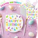 3 x 50 Pcs Easter Bunny Birthday Party Supplies 6.5 x 6.5 Inch Folded 3 Ply Bunny Birthday Disposable Paper Napkins for Easter Rabbit Egg Baby Shower Party Supplies