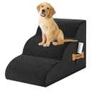 Romrol Dog Stairs Ramp for Beds Couches, Extra Wide Pet Steps with Durable Non-Slip Waterproof Fabric Cover, Dog Slope Stairs for Small Dogs and Cats or Pets Friendly, 3-Tiers, 13 Inch Black