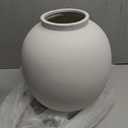 Starttag Large White Ceramic Vase, 9.8 inch Rustic Farmhouse Flowers Vase for Home Decor, Sandstone Texture Round Pottery Tall Vase Indoor for Table Living Room Decor