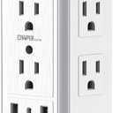 USB Wall Charger Surge Protector, Super Electro 6 Outlet Extender with 3 USB Charging Ports (5V 3.4A Total) and Night Light, 3-Sided 1500J Multi Plug Wall Outlet for Home, Office, ETL Listed