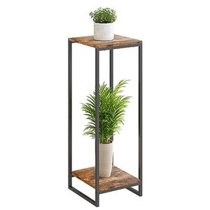 JEPRECO 34" Tall Plant Stand Indoor, 2-Tier Modern Plant Shelf, Corner Flower Pot Holder Organizer for Living Room Balcony Patio Garden (Rustic Brown)