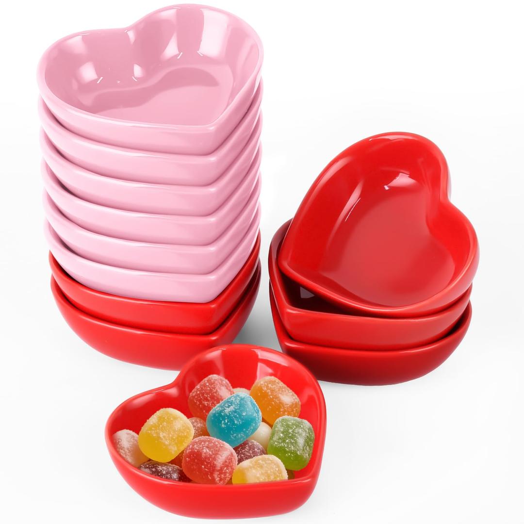 ZLMTZDJD 12PCS 3.2inch Heart Shaped Bowl Heart Bowl For Candy Lovers, Office Desk Decor, Home Snack Display, Valentine'S Day, Wedding Celebrations, Birthday Parties,Family Kitchen Use