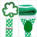 4pcs St. Patrick's Day Accessory Set - Shamrock Suspenders, Glitter Glasses, Striped Wristbands & Headband for Leprechaun Costume Irish Party Outfit