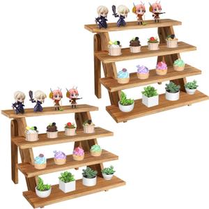 Wooden Cupcake Stand for 24 Cupcakes, 4 Tier Cupcake Display Stand Rustic Tiered Display Stand Dessert Table Display Set Cupcake Stand for Baby Shower Decorations Birthday Party Supplies Perfume Display(Pine Wood 2Pcs)