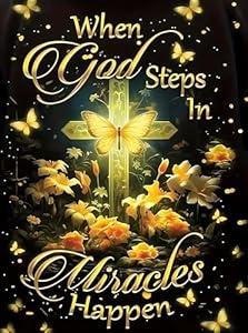 BYGFHLYW 5D Diamond Painting Kits for Adults, Cross Butterfly Flower Diamond Art Kits for Adults Beginner, DIY Full Drill Diamond Dot Gem Painting for Home Wall Decor 12x16inch