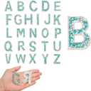 uxcell 26pcs Rhinestone Iron on Letter Patches, A-Z Self Adhesive Glittery Rhinestone Alphabet Letter Sticker Appliques for DIY Jackets Hats Clothes Backpack, Blue
