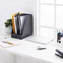 Amazon Basics Plastic Desk Organizer Magazine Rack and File Holder, Black, 2-Pack