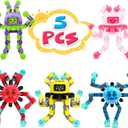 Transformable Fidget Spinner Toys for Kids and Adults,5 Pcs Sensory Toy for Boys Girl ADHD Stress Relief Toys,Fingertip Gyros Travel Toy Party Favors for Teens Birthdays Gifts Easter Present (5 Pcs (Blue+Red+Yellow+Pink+Purple))