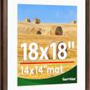 18x18 frame,Distressed Farmhouse Wood Pattern 18x18 picture frame Display 14x14 with mat,Display with Plexiglass,Horizontal and Vertical square frame18x18,Wall Mount Dcor,Walnut,1Pack