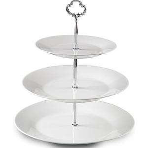 Klikel 3 Tiered Serving Stand -silver Serving Tray For Parties - Round Platter For Cupcakes Fruits Dessert or Tea - Cake Pop Stand And Buffet Server