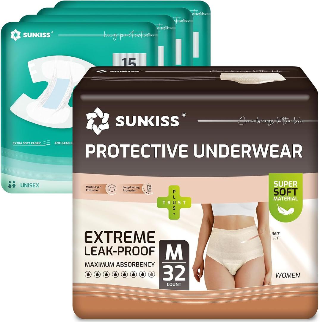 SUNKISS TrustPlus Adult Diapers with Maximum Absorbency & SUNKISS Women Incontinence Underwear