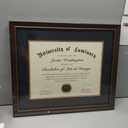Luminary 15x18 Wood Diploma Frame with 11x14 Opening Black Mat for College Degree Certificate Document, Walnut Color Wooden Frame with Tempered Glass Panel for Wall Mount Display