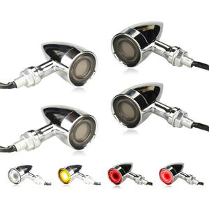 Motorcycle Front Rear LED Turn Signals Universal Bullet Tail Lights Chrome Brake Taillights Motorbike Running Light Compatible with Honda Harley Suzuki Yamaha Kawasaki (Amber+Red+White)