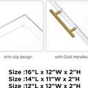 12"x16" Clear Acrylic Serving Tray with Golden Handles, Sturdy Huge Capacity Acrylic Tray for Coffee, Juice, Kitchen and Desk Organizer, Storage Tray (12"x16")