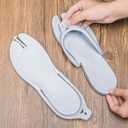 Foldable Flip-Flop Travel Slippers Shower Shoes Slides Summer Camp Sandals Soft Comfy Non-Slip Quick Dry House Bathroom Gym Spa Pool Sandals Beach (7-7.5 Women/5.5-6 Men, Blue)