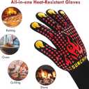 BBQ Fireproof Gloves, Grill Cut-Resistant 1472°F Heat Resistant Gloves, Non-Slip Silicone Oven Gloves, Kitchen Safe Cooking Gloves for Oven Mitts,Barbecue,Cooking, Frying,13 Inch 2pc