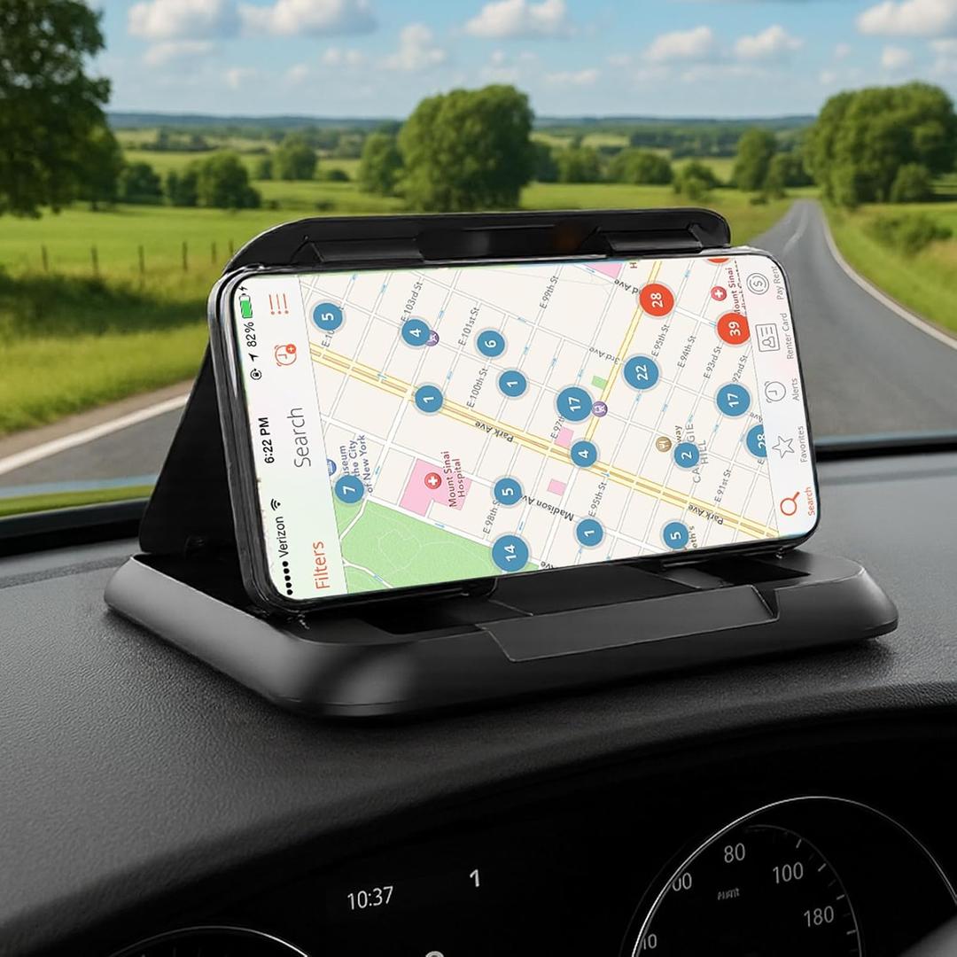 Carbon Fiber Cell Phone Holder for Car Dashboard Mount - Universal Anti-Slip Phones Cradle Pad Car Phone Holder - Cellphone GPS Stand for Most iOS Phones, Samsung, Android Smartphones