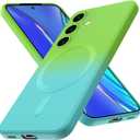 Magnetic for Galaxy S25 Case, Cute Soft TPU Slim Shockproof Protective Case, Screen and Camera Protection, Yellowing Resistant, Green to Blue Gradient 8.56